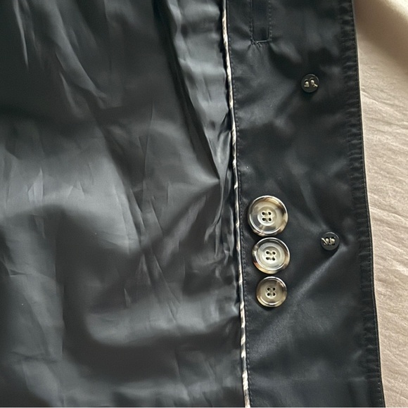 Gallery Black Short Belted Trench Coat Button Details - Picture 12 of 16